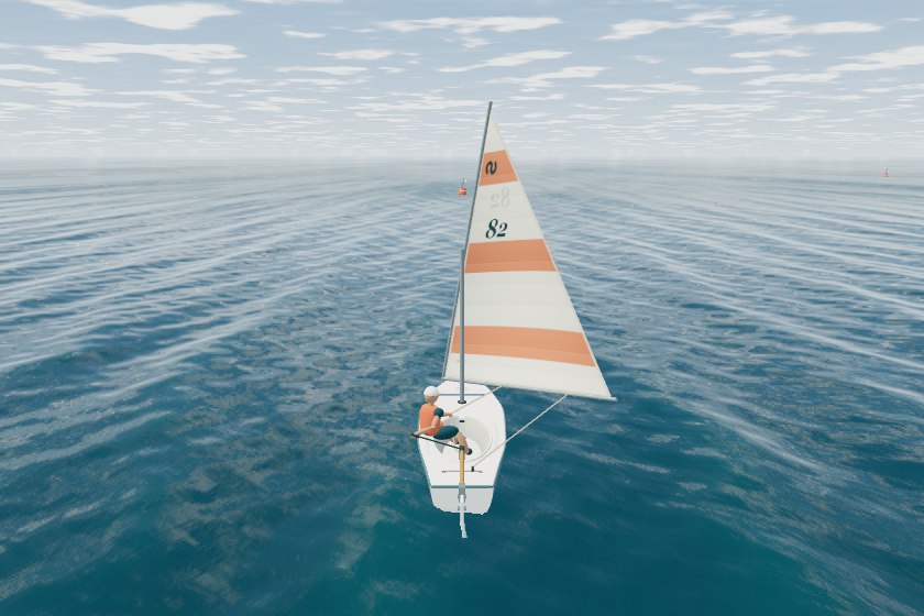 Open water and practice marks in the Hull 82 sailing simulator.